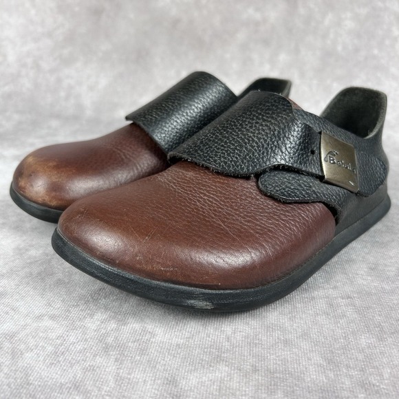 Birkenstock Brown and Black Leather Mules - Picture 1 of 10